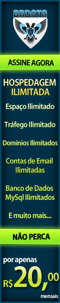 Hospedagem com Espao ilimitado + Trfego ilimitado + Domnios Ilimitados + Contas de Emails ilimitadas + Banco de Dados MySQL ilimitados por apenas  R$ 20,00 mensais.