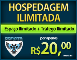 Hospedagem com Espao ilimitado + Trfego ilimitado + Domnios Ilimitados + Contas de Emails ilimitadas + Banco de Dados MySQL ilimitados por apenas  R$ 20,00 mensais.